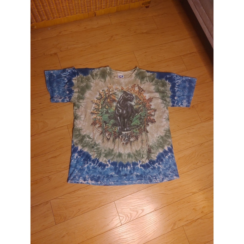 Liquid Blue XL Vintage 2000s Black Panther Front & Back Tie Dye Tee T-Shirt Mens